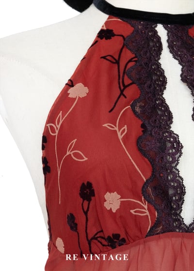 一抹紅露背小花背心/洋裝6