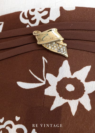 巧克力手繪小白花高腰開衩長褲（23"）7