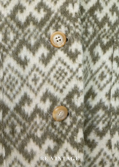 奶黃苔蘚綠菱格圖騰毛呢西裝外套7