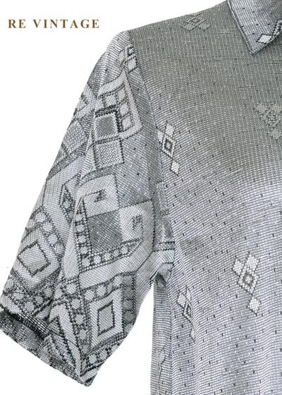 冷灰民族圖騰短袖洋裝5