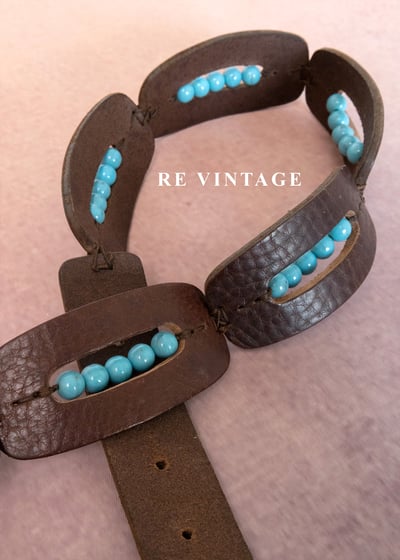 圓潤藍珠深棕色個性皮帶（25-28"）5