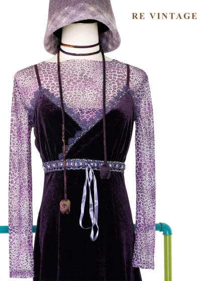 永夜之夢 - 寶石珠珠絨布細肩帶洋裝3