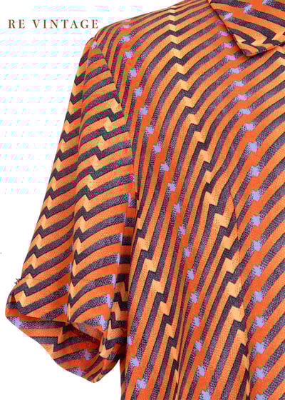 螢光橘幾何圖騰短袖上衣5