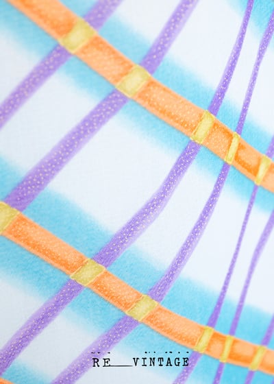 水藍的亮橘紫色菱格紋雪紡長裙（28"）5