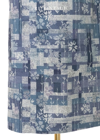 藍綠色格子與小花一起醒來得早晨長裙（27-30"）9