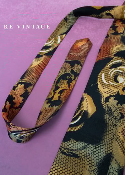 巴洛克式浪漫焦糖色玫瑰印花領帶5