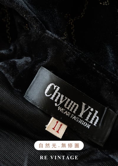 夜幕星軌金線百合黑絨長洋裝13