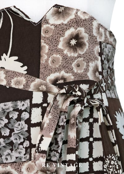 咖啡拼景 - 花草與格紋高腰長裙（26"）5