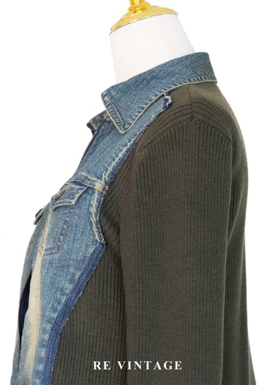 Casual 墨綠拼接單寧外套8