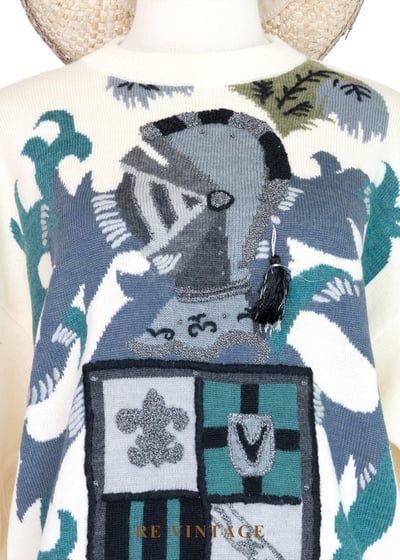 騎士中世紀徽章刺繡針織毛衣5