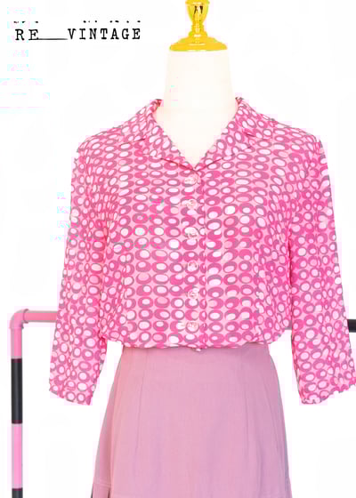 螢光粉普普風圖騰雪紡上衣1