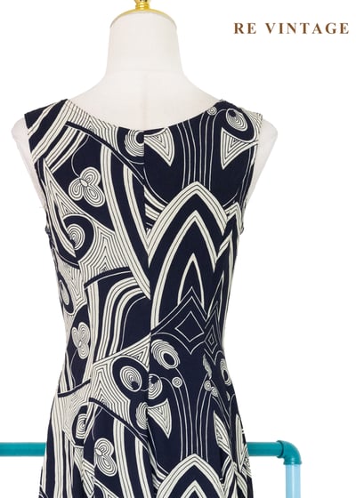 迷幻迴圈 - 深藍流動線條長洋裝12