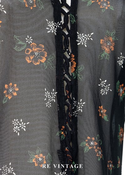 暖調浪漫紅白花透膚長洋裝7