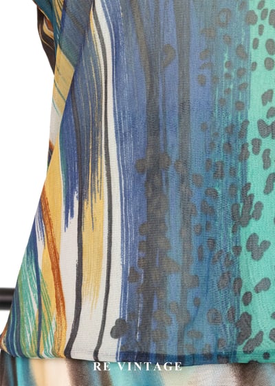 孔雀藍雜訊抽象藝術上衣5