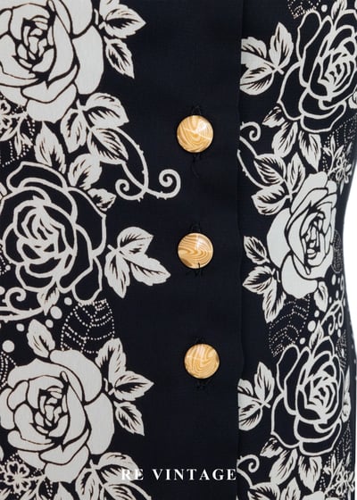 繁花盛引波點拼接黑白系長洋裝7