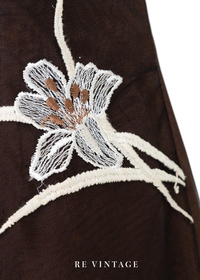 白花香氣咖啡棕網紗迷你洋裝7