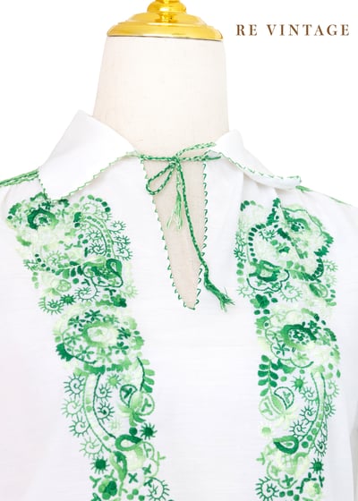 『歐洲寶物』Classic Green 古典美女刺繡襯衫3