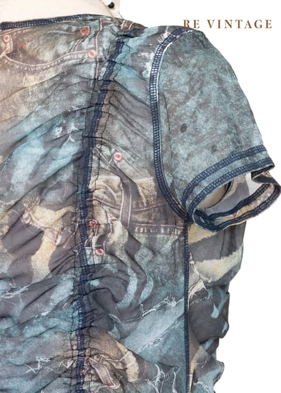 牛仔斑馬紋迷霧網紗迷你洋裝/長版上衣13