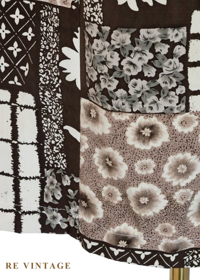 咖啡拼景 - 花草與格紋高腰長裙（26"）7