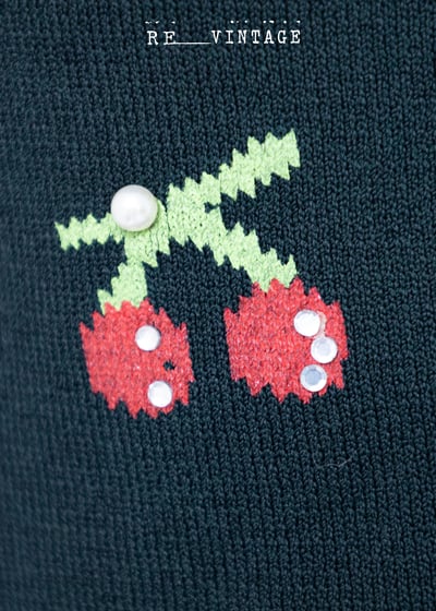 灰綠色小櫻桃薄款針織背心7