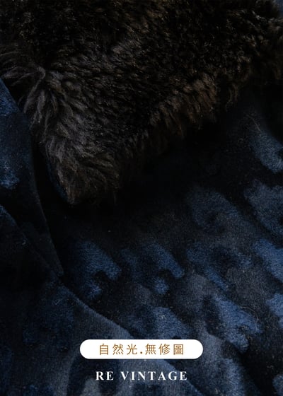 華麗毛邊深藍立體壓絨布洋裝15