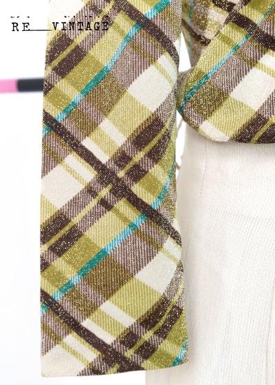 金光閃閃草綠棕菱格彈性上衣9