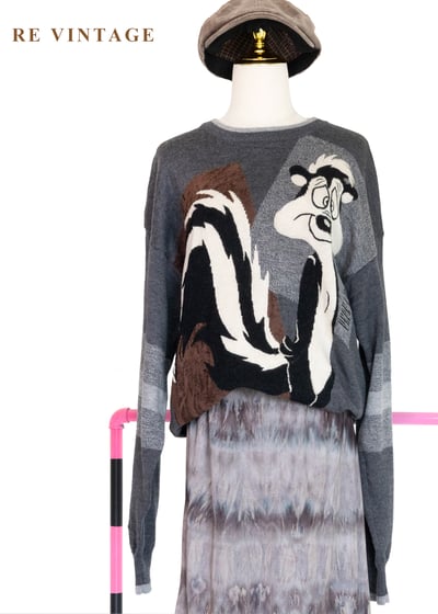 俏皮卡通人物灰系針織毛衣1