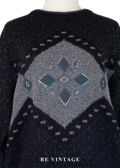 冰晶圖騰灰藍色針織毛衣3