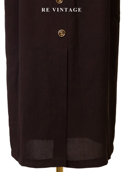 質感單品 - 黑巧克法式高腰金屬排釦裙（27"）4