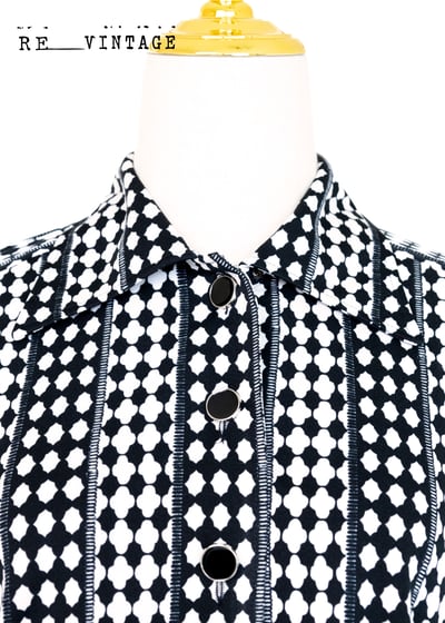 『法國寶物』黑白教堂窗花彈性長袖上衣6