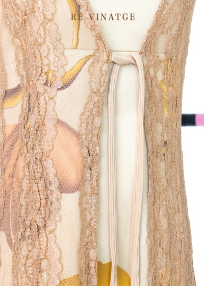 Made in USA - 奶茶色大黃花彈性洋裝10