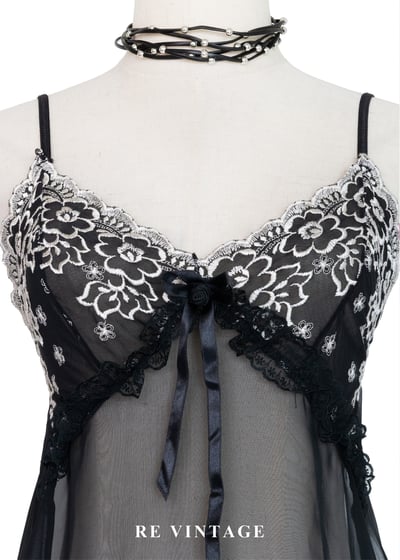 浪漫黑花園細肩帶透膚洋裝7