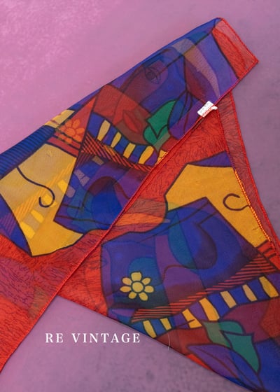 抽象的你我肖像絲巾4