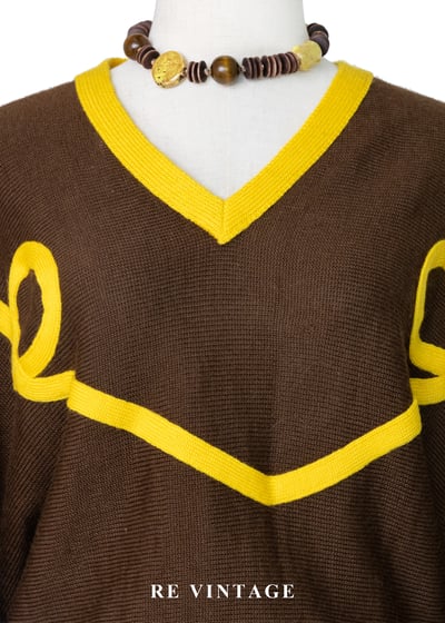 巧克力檸檬黃飛鼠袖調皮針織毛衣3