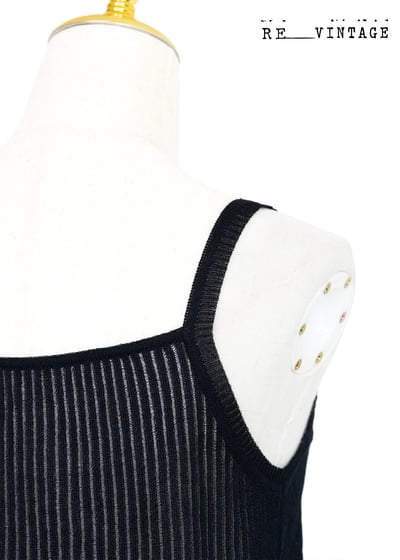 珠珠小花透膚黑色細肩帶背心13