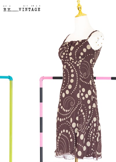 圓點點Party time 巧克力棕雪紡洋裝1