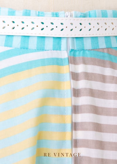 『歐洲寶物』套裝 - 薄荷奶黃色格紋線條大圓裙（27")6