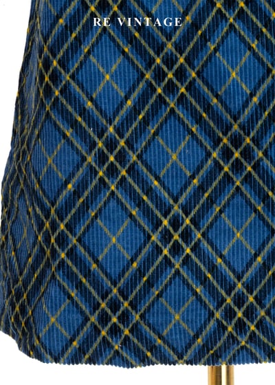 藍色菱格宇宙燈芯絨迷你洋裝8