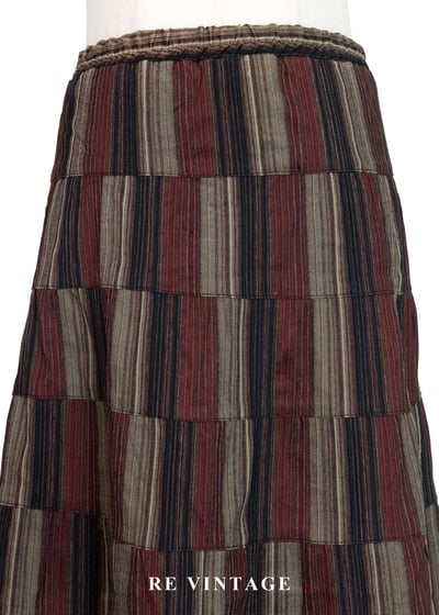 時空階梯條紋拼貼格紋長裙（25-29"）8