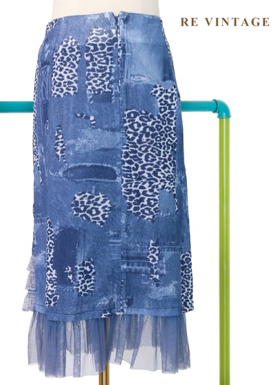 野性拼貼仿牛仔紋美裙（27"）7