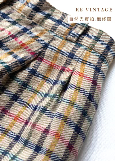 高腰毛料彩色格紋長褲（26"）11