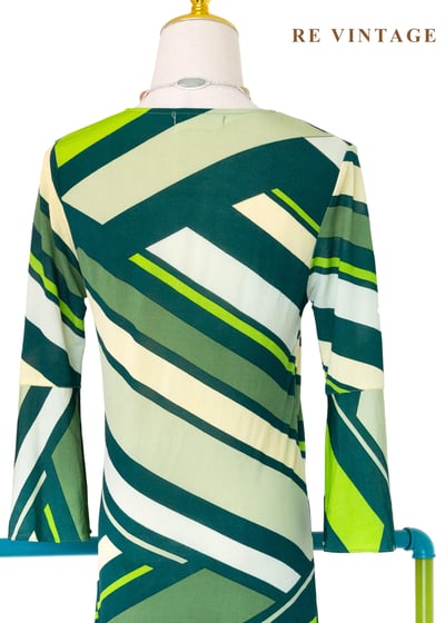 摩登綠層層疊疊幾何線條洋裝15