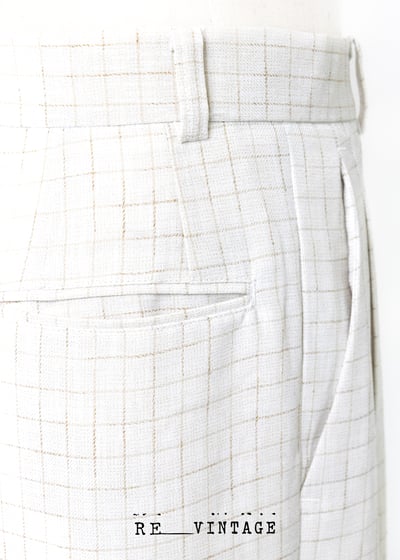 棕色格子米白熱西裝寬版直筒褲4