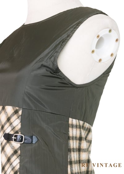 Moss Echo 格紋與尼龍拼接迷人洋裝8