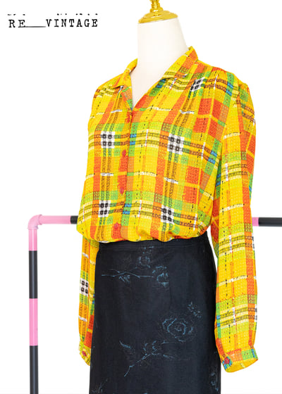亮眼の橘黃色格紋襯衫11