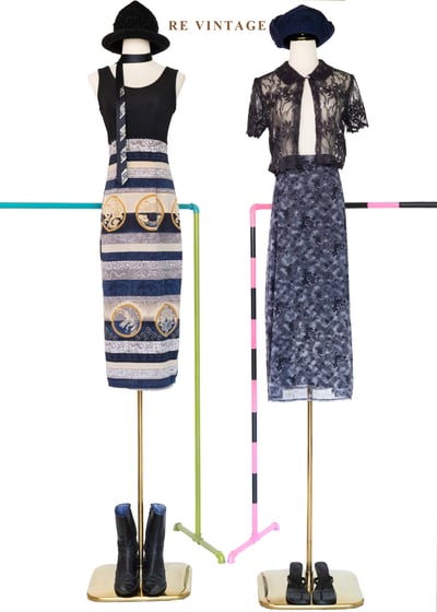 霧藍花朵網紗長裙（25-30"）2