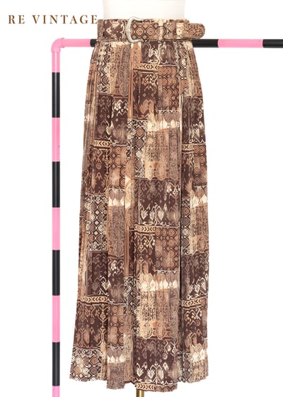 Cacao Nibs 美美復古印花百褶長裙（24"-28"）1