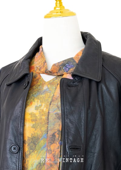 高級霧面黑長版皮革外套5