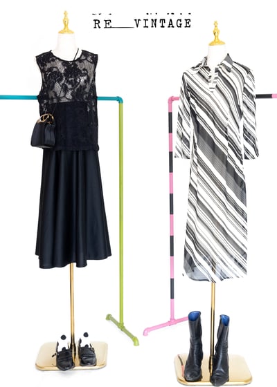 斜紋線條雪紡長洋裝2