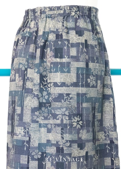 藍綠色格子與小花一起醒來得早晨長裙（27-30"）8